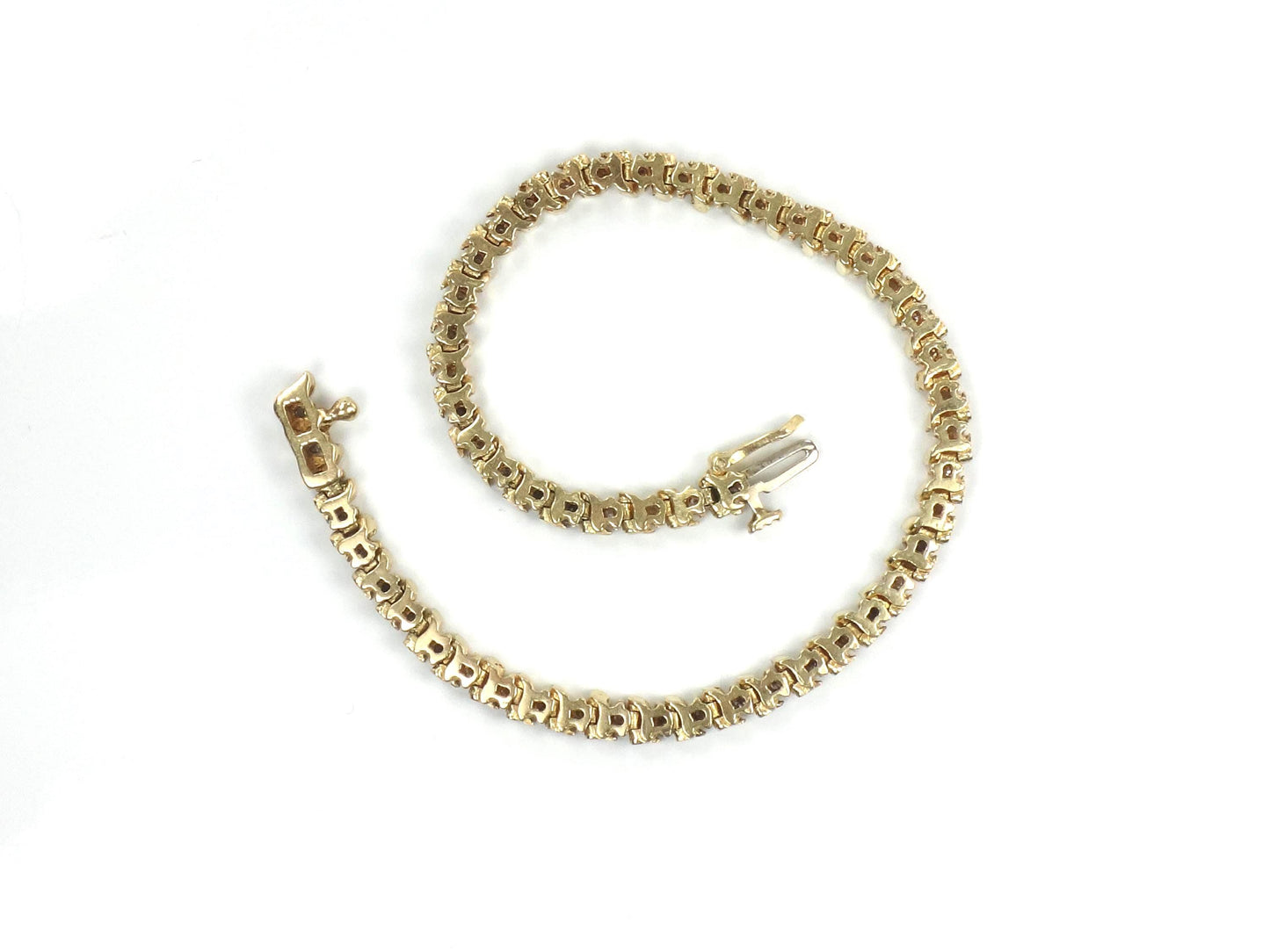 Vintage 14k Yellow Gold Diamond Tennis Bracelet, 1.25 CTS, 7 3/8"-BelmarJewelers