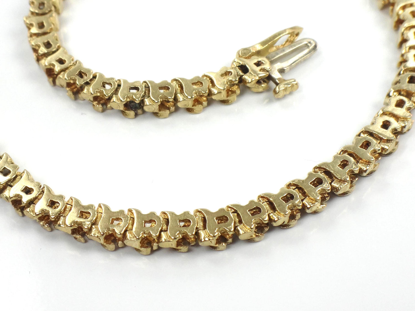 Vintage 14k Yellow Gold Diamond Tennis Bracelet, 1.25 CTS, 7 3/8"-BelmarJewelers