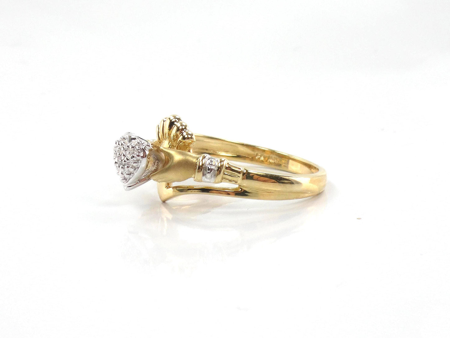 Vintage 14k Gold Diamond Claddagh Ring | Wedding Band | Size 7-BelmarJewelers