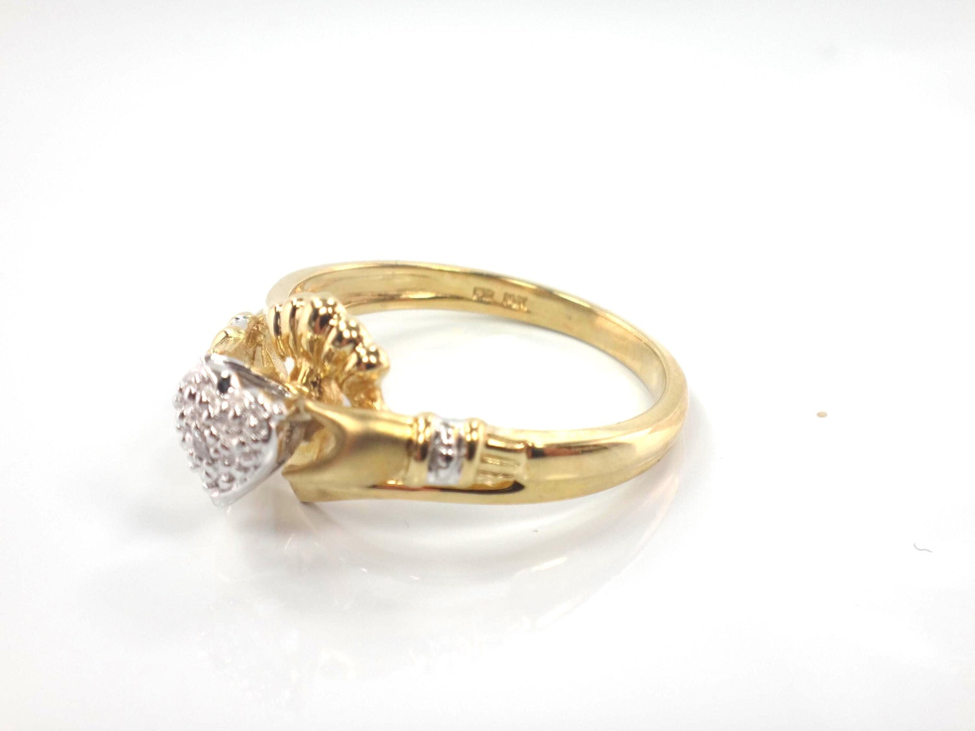 Vintage 14k Gold Diamond Claddagh Ring | Wedding Band | Size 7-BelmarJewelers