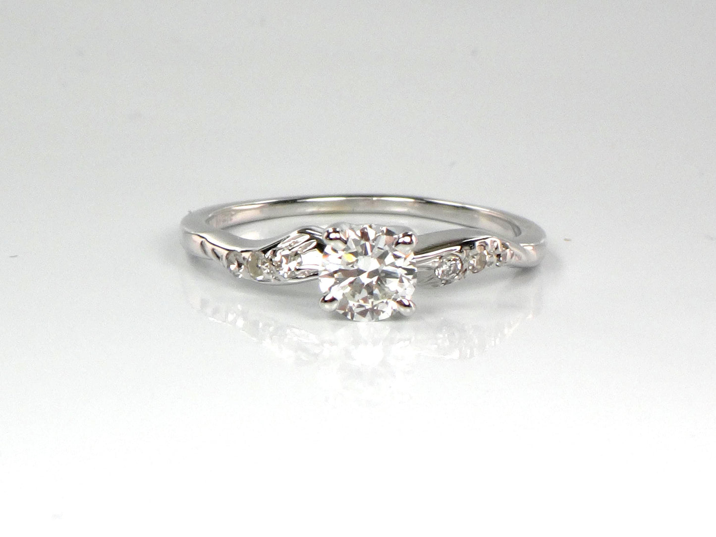 Vintage 14k White Gold Diamond Engagement Ring: 0.55 Carat, 1960s Size 6.75-BelmarJewelers