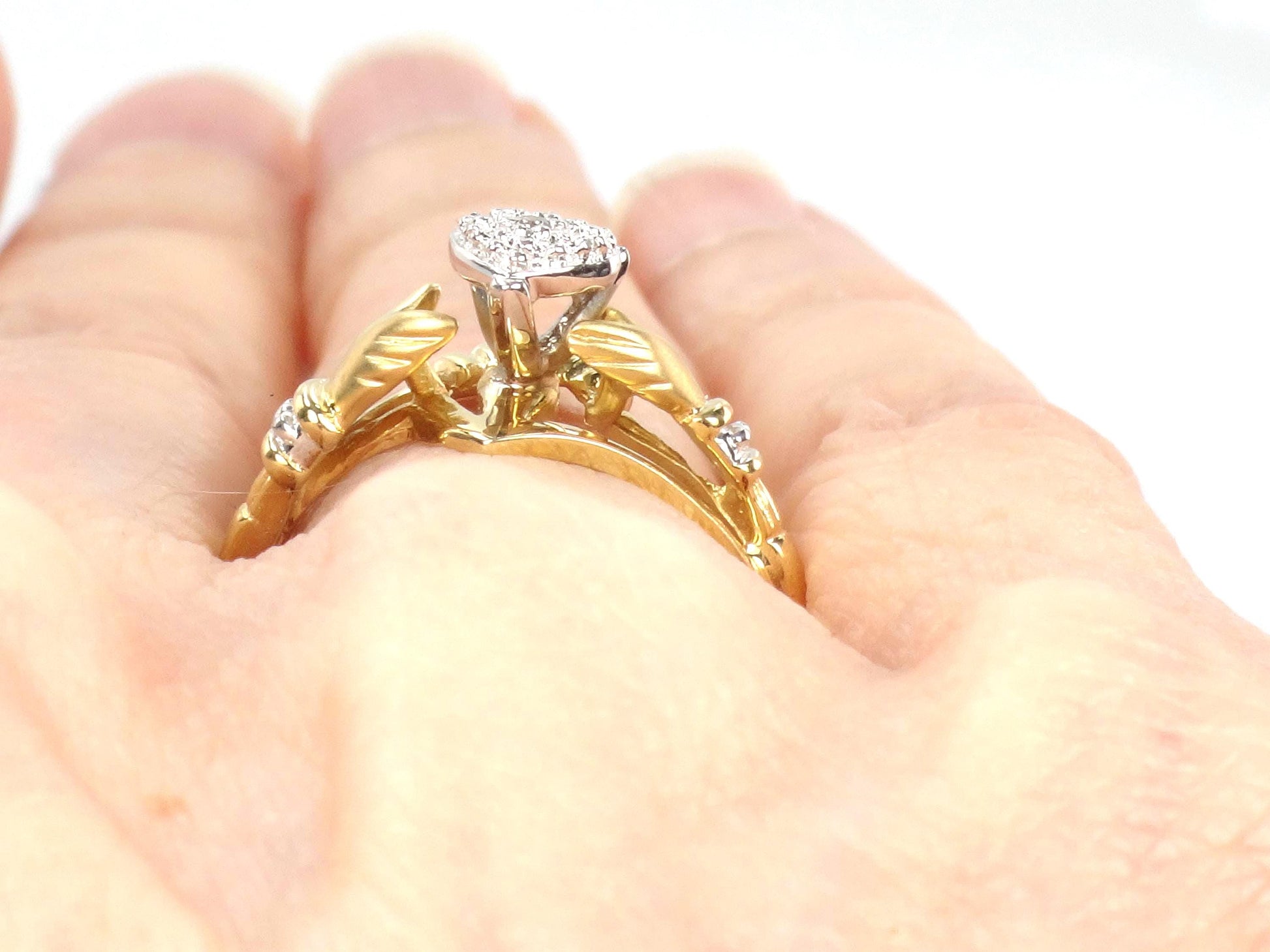 Vintage 14k Gold Diamond Claddagh Ring | Wedding Band | Size 7-BelmarJewelers