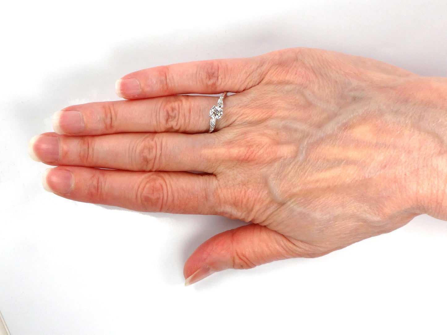 Vintage 14k White Gold Diamond Engagement Ring: 0.55 Carat, 1960s Size 6.75-BelmarJewelers