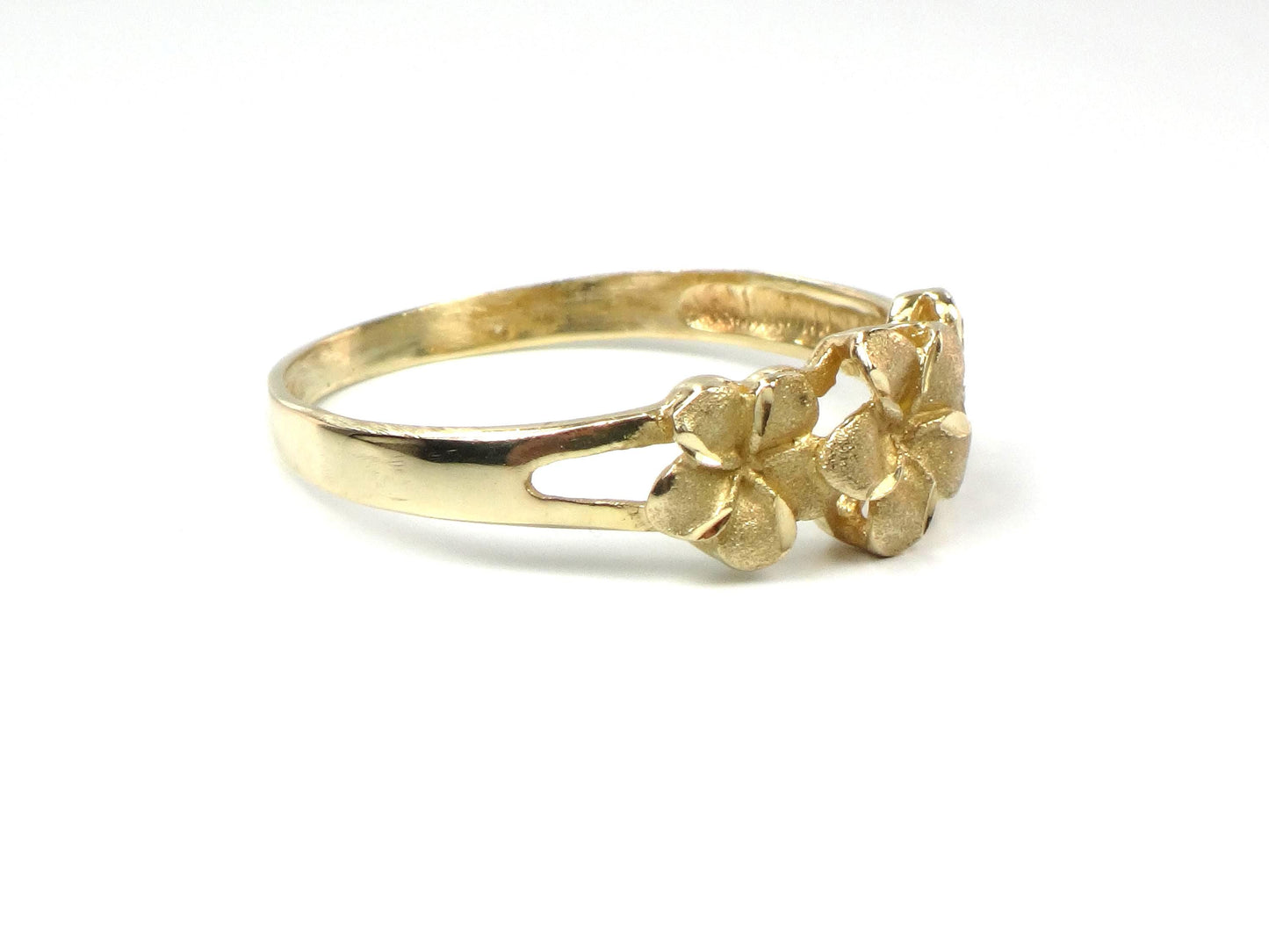Vintage 14k Yellow Gold Plumeria Flower Ring: Size 7.25-BelmarJewelers