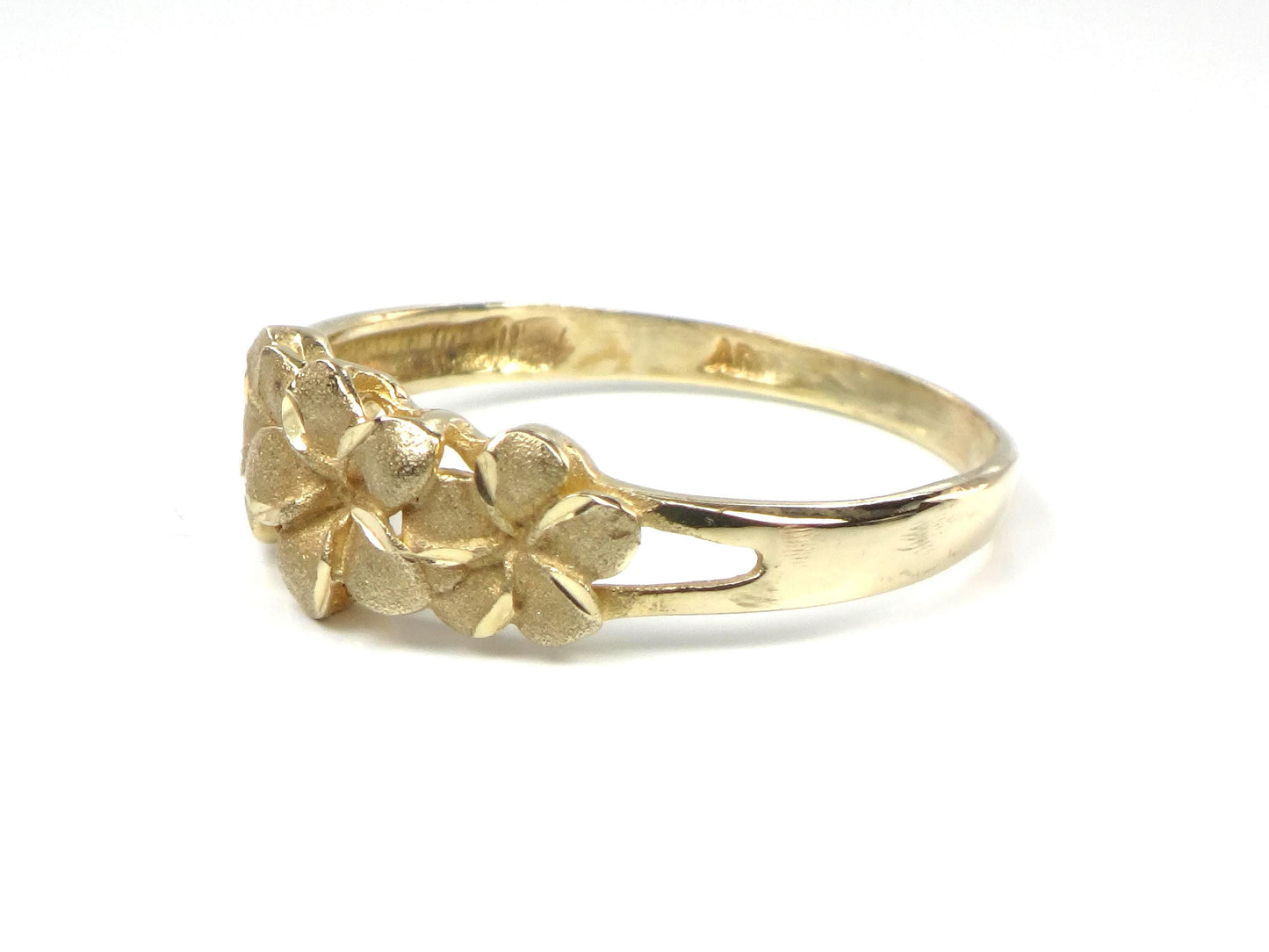 Vintage 14k Yellow Gold Plumeria Flower Ring: Size 7.25-BelmarJewelers