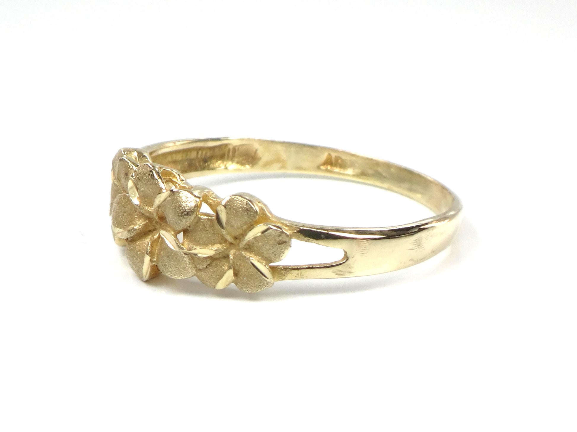 Vintage 14k Yellow Gold Plumeria Flower Ring: Size 7.25-BelmarJewelers