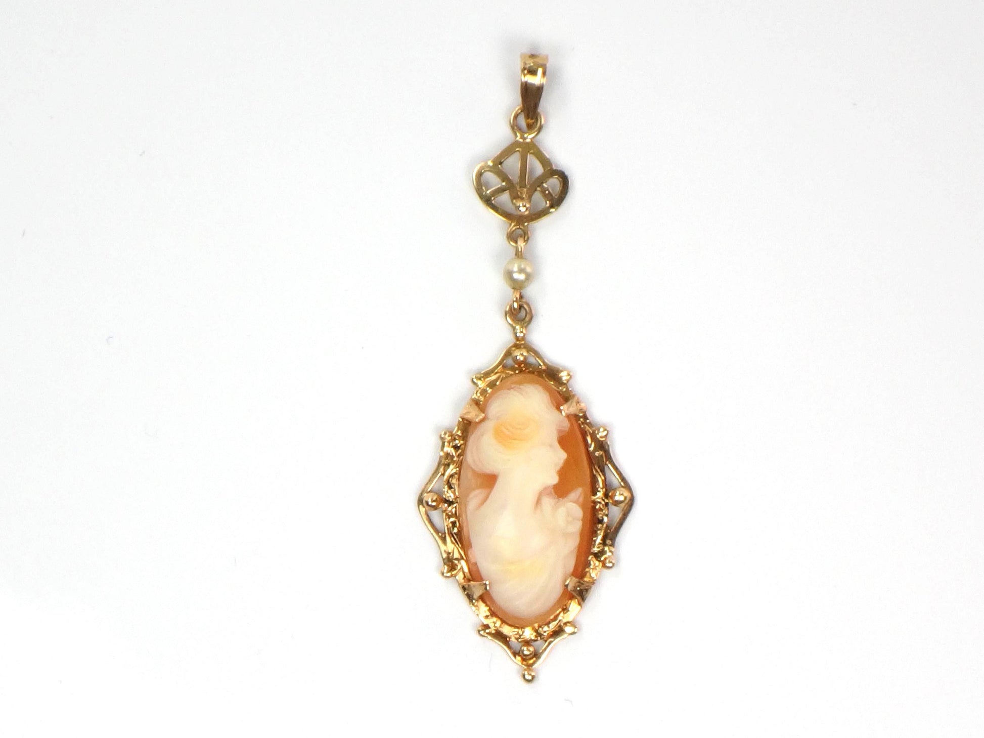 Vintage 14k Gold Cameo Lavalier Pendant-BelmarJewelers