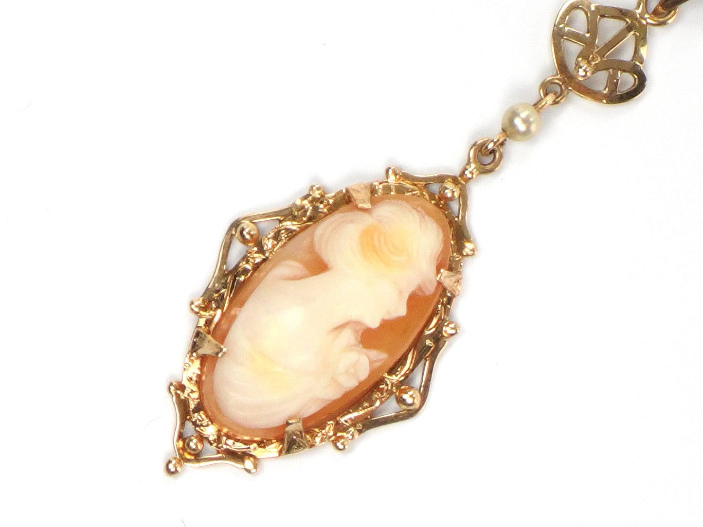 Vintage 14k Gold Cameo Lavalier Pendant-BelmarJewelers
