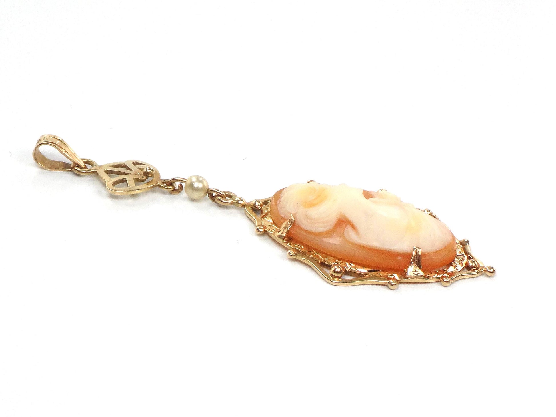 Vintage 14k Gold Cameo Lavalier Pendant-BelmarJewelers