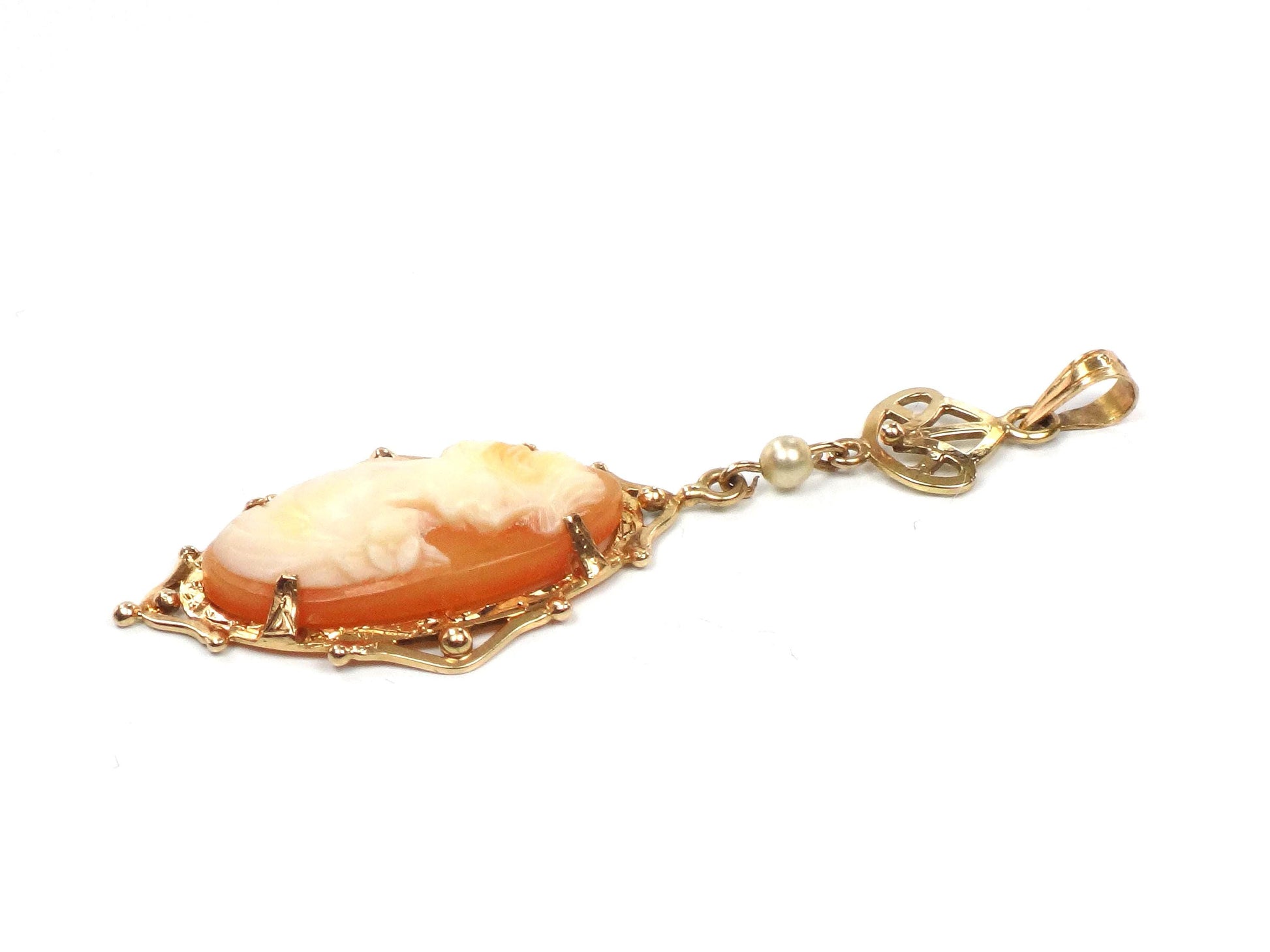 Vintage 14k Gold Cameo Lavalier Pendant-BelmarJewelers