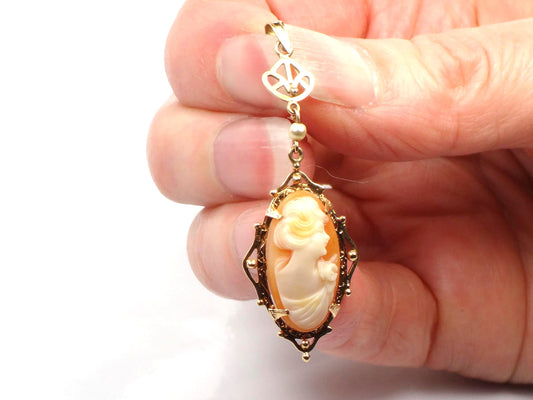 Vintage 14k Gold Cameo Lavalier Pendant-BelmarJewelers