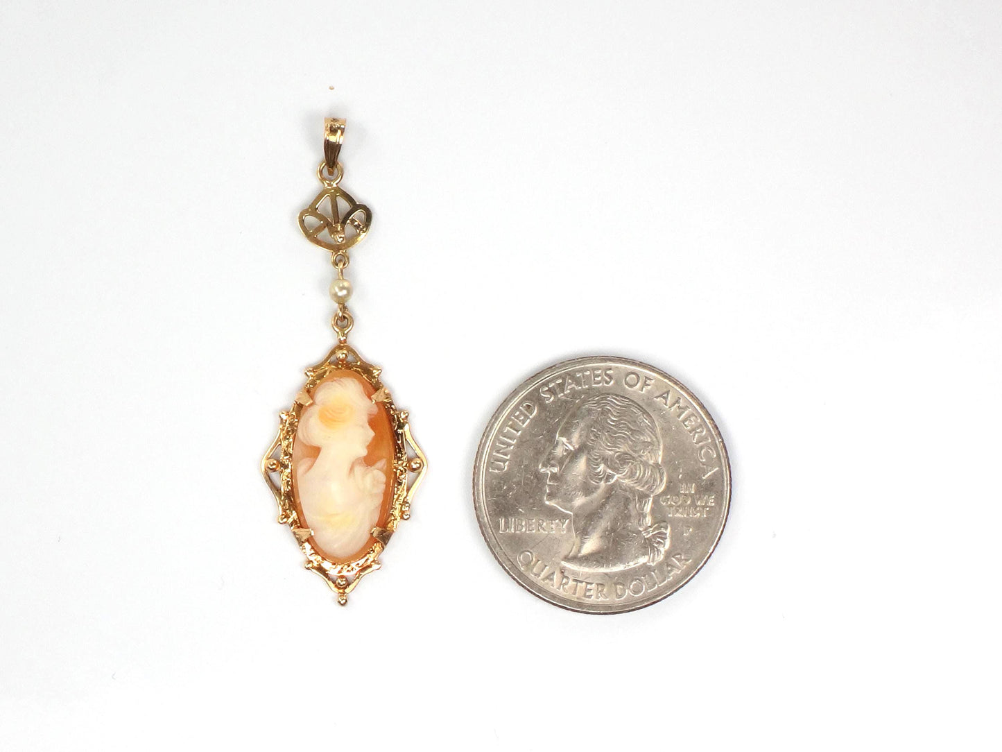 Vintage 14k Gold Cameo Lavalier Pendant-BelmarJewelers