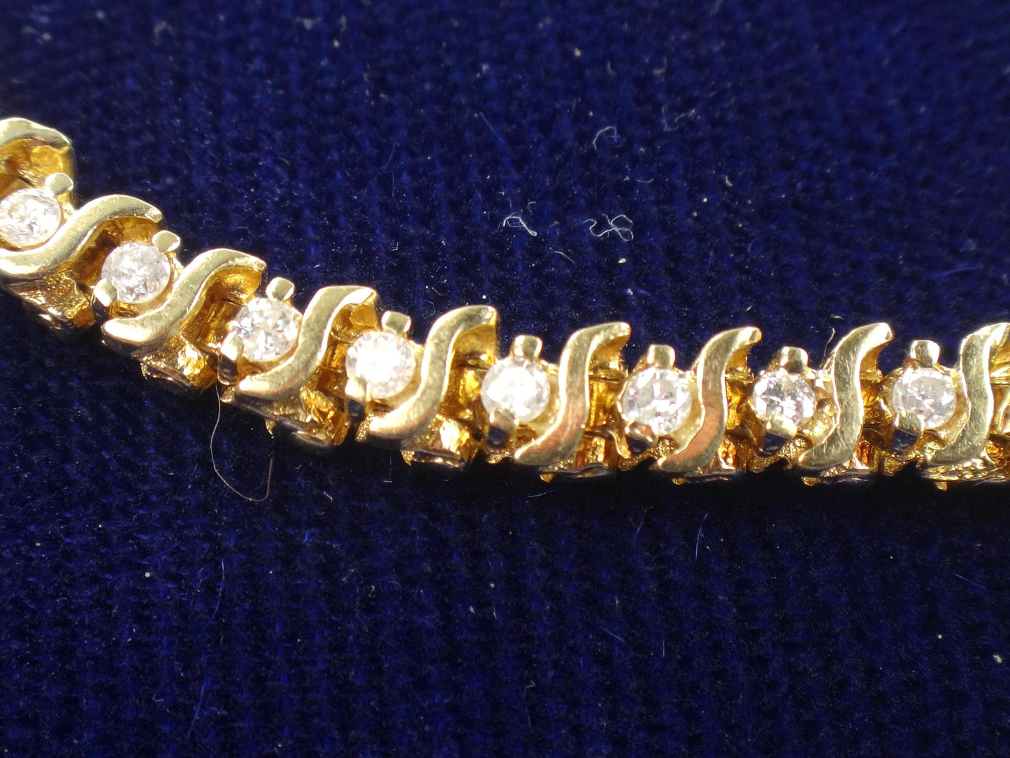Vintage 14k Yellow Gold Diamond Tennis Bracelet, 1.25 CTS, 7 3/8"-BelmarJewelers