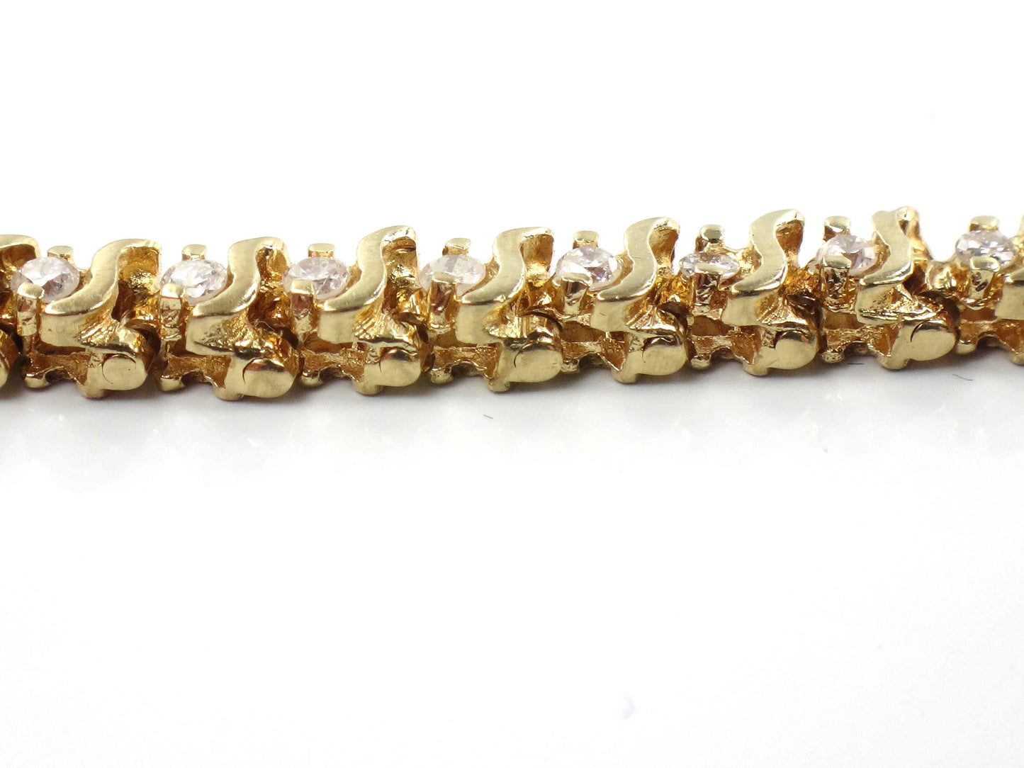 Vintage 14k Yellow Gold Diamond Tennis Bracelet, 1.25 CTS, 7 3/8"-BelmarJewelers