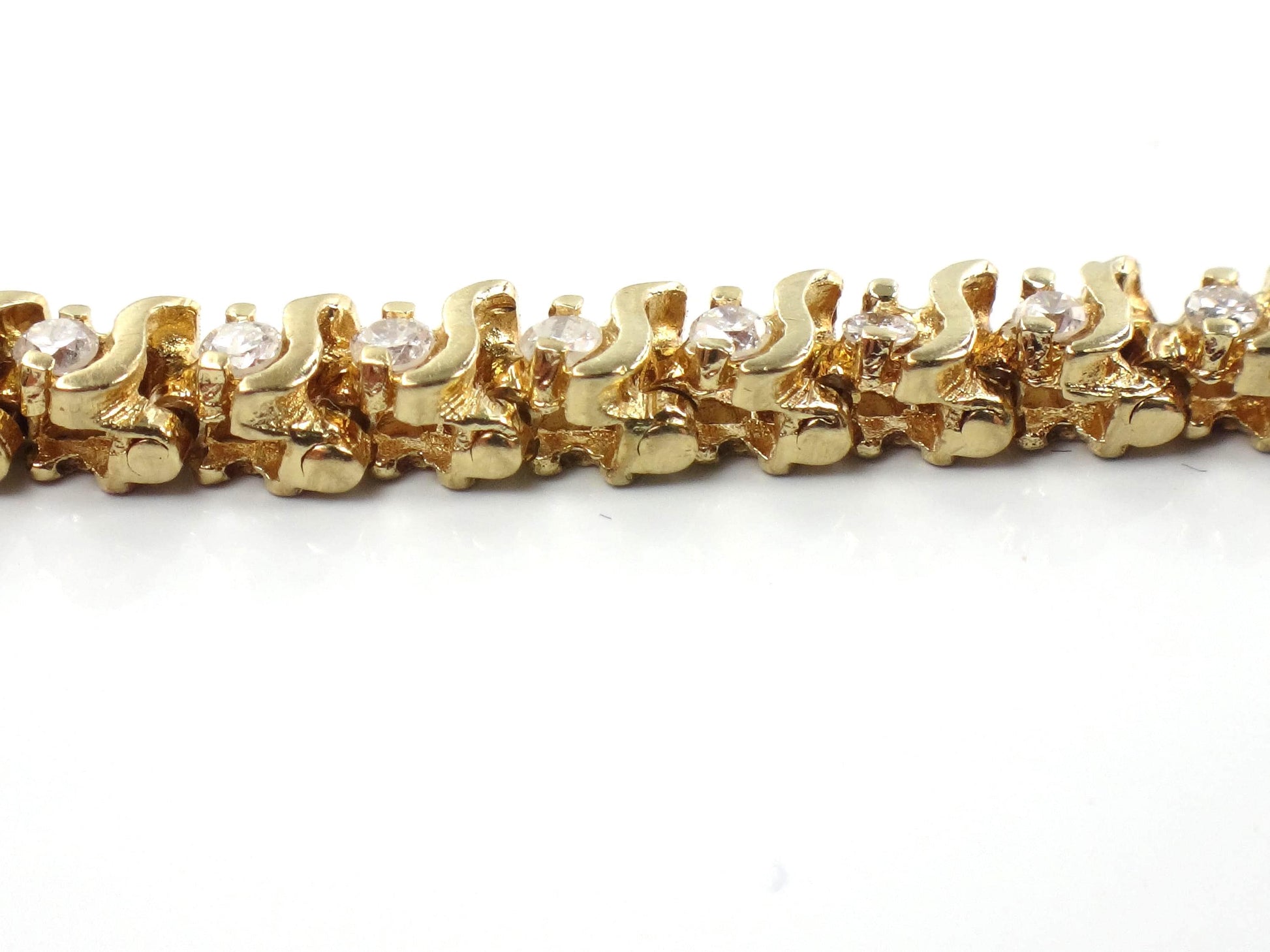 Vintage 14k Yellow Gold Diamond Tennis Bracelet, 1.25 CTS, 7 3/8"-BelmarJewelers