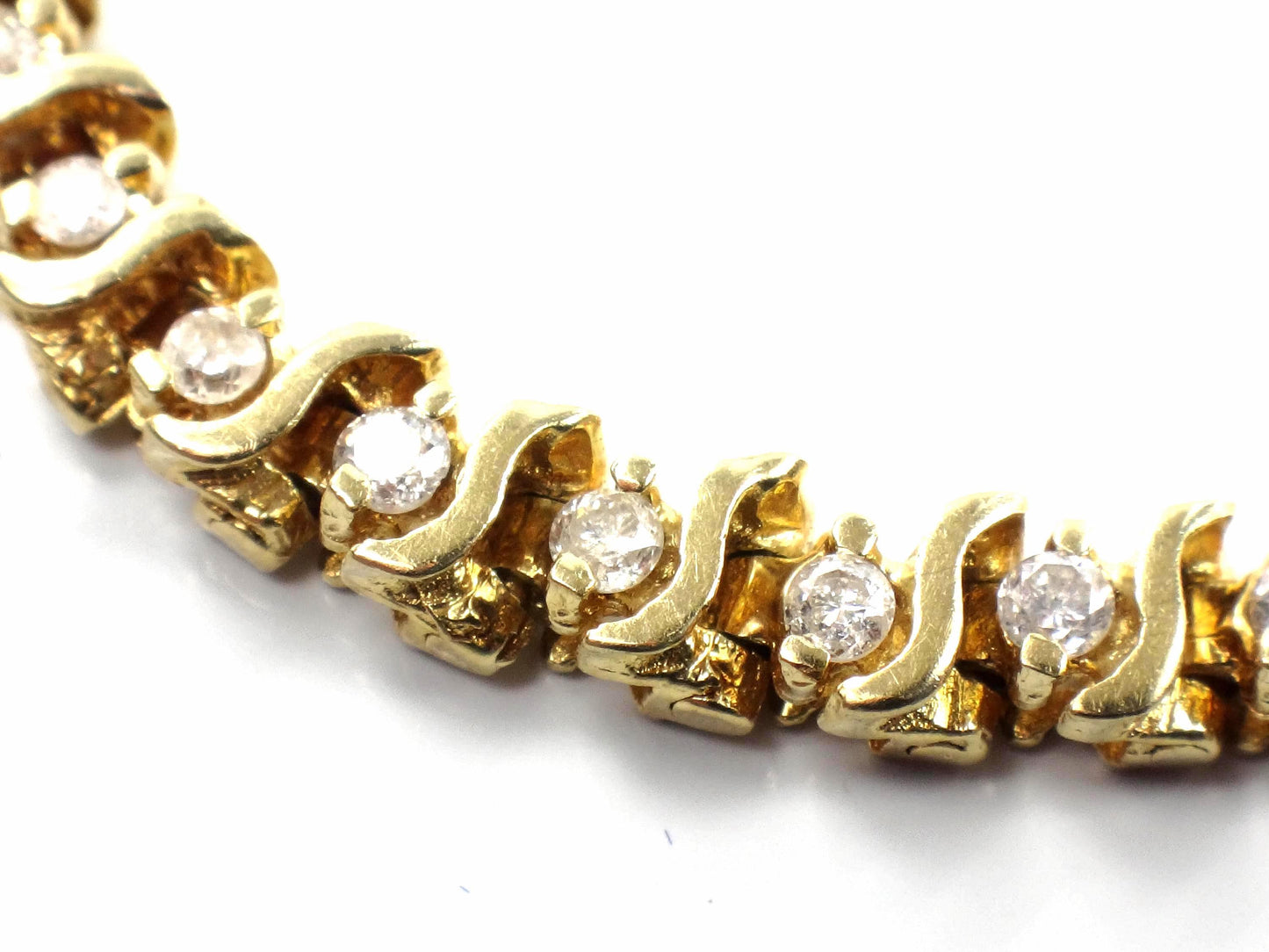 Vintage 14k Yellow Gold Diamond Tennis Bracelet, 1.25 CTS, 7 3/8"-BelmarJewelers