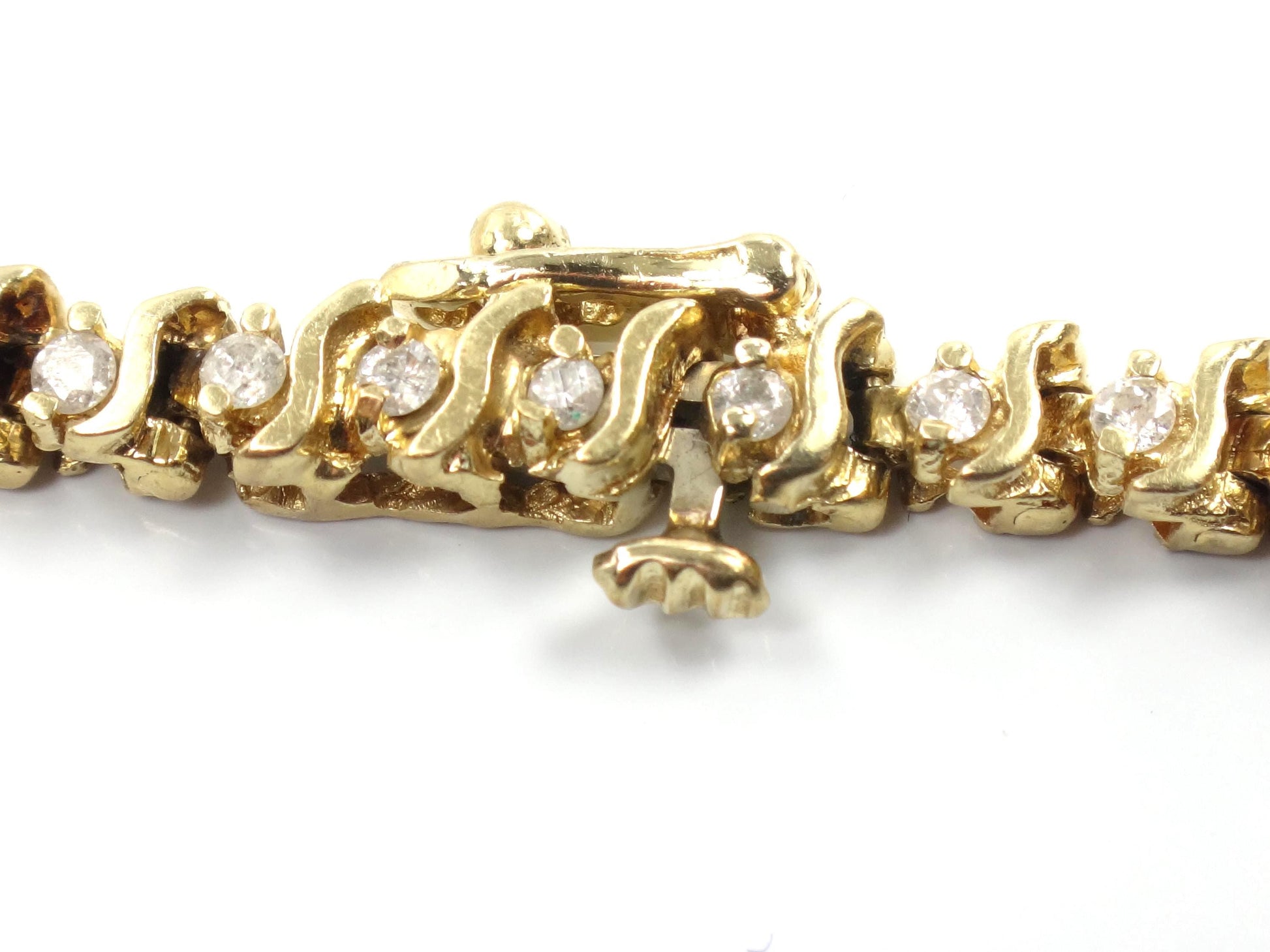 Vintage 14k Yellow Gold Diamond Tennis Bracelet, 1.25 CTS, 7 3/8"-BelmarJewelers