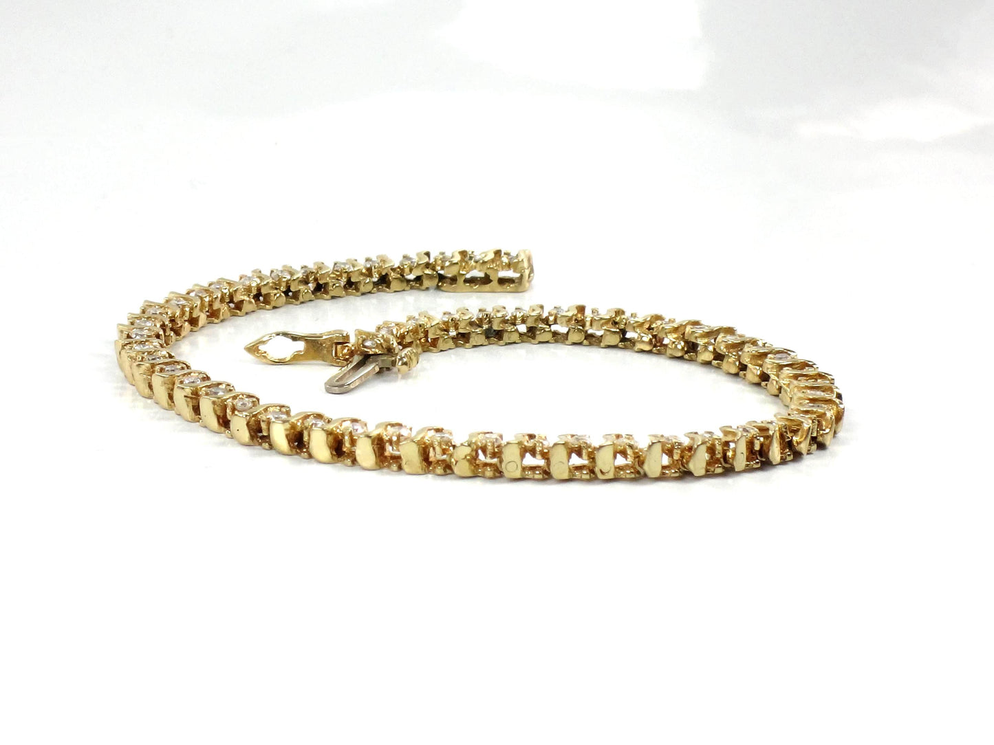 Vintage 14k Yellow Gold Diamond Tennis Bracelet, 1.25 CTS, 7 3/8"-BelmarJewelers