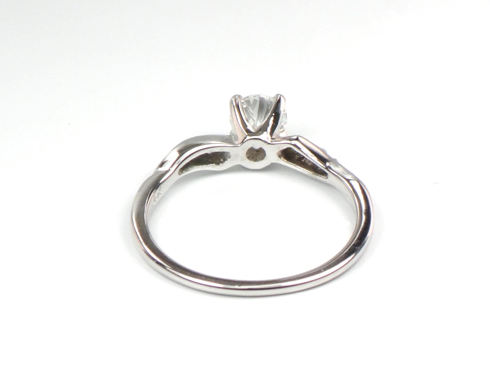 Vintage 14k White Gold Diamond Engagement Ring: 0.55 Carat, 1960s Size 6.75-BelmarJewelers