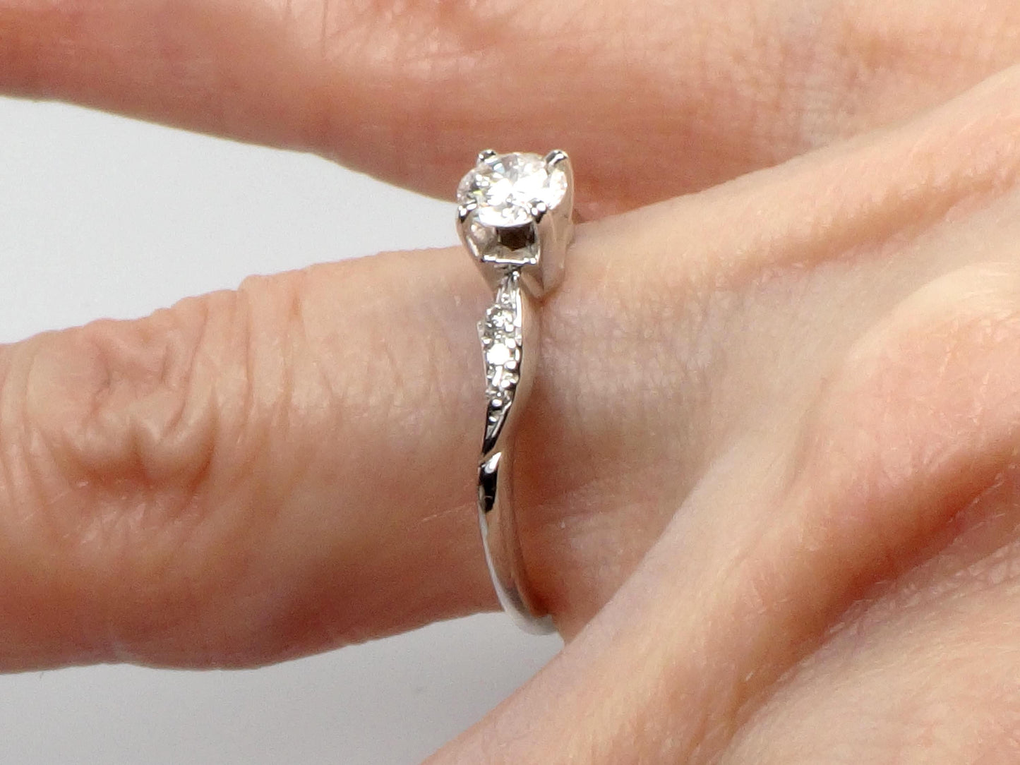 Vintage 14k White Gold Diamond Engagement Ring: 0.55 Carat, 1960s Size 6.75-BelmarJewelers