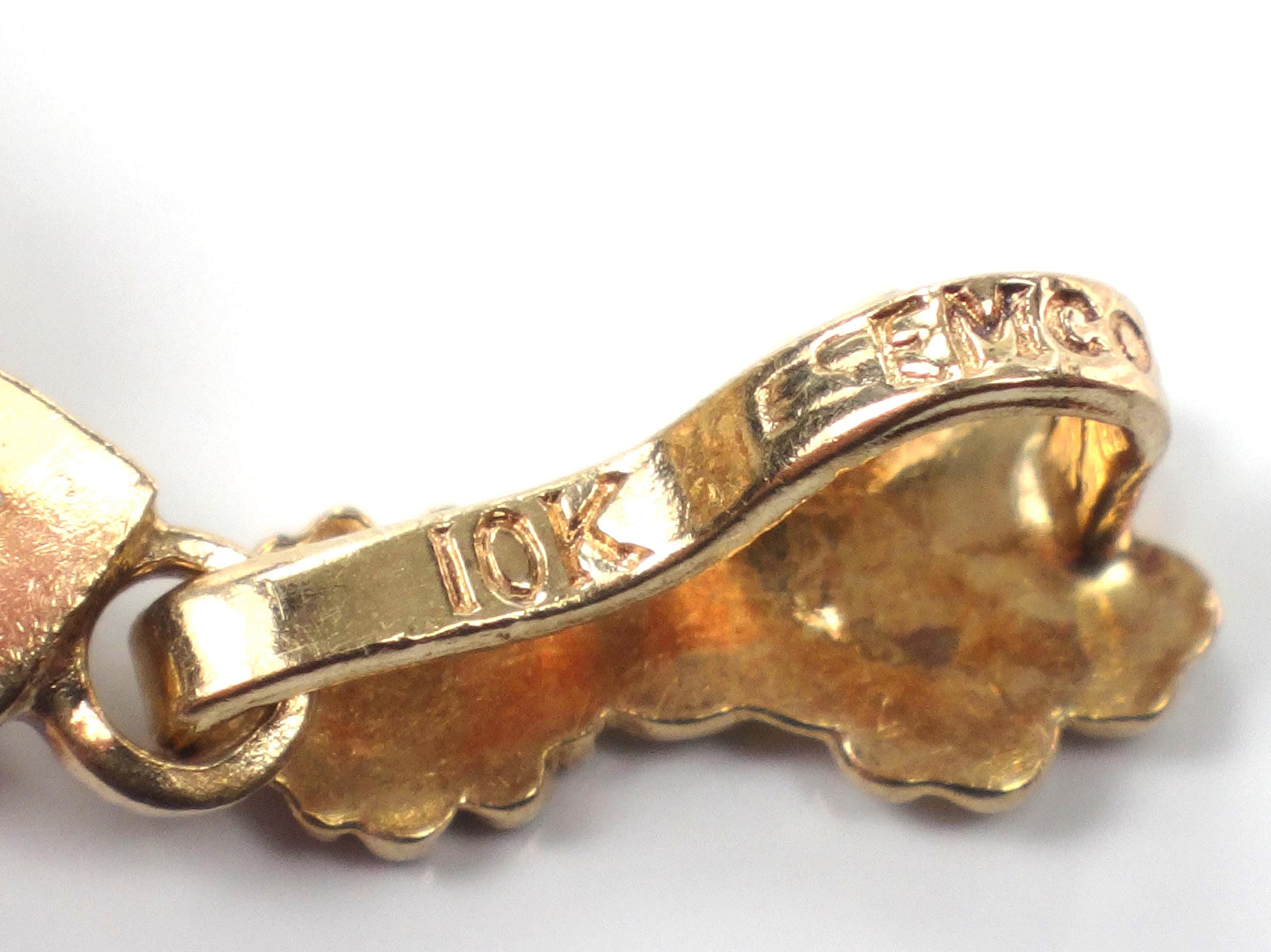 Vintage Retro 10k Gold Ruby Floral Pendant-BelmarJewelers