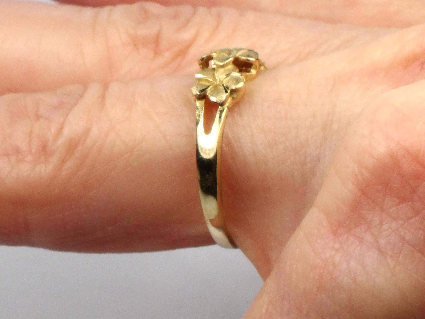 Vintage 14k Yellow Gold Plumeria Flower Ring: Size 7.25-BelmarJewelers