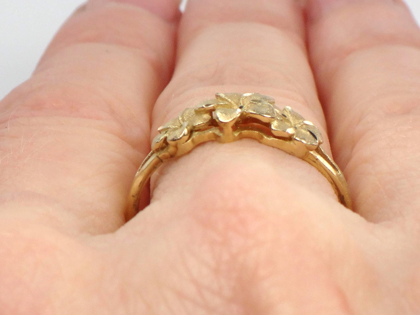 Vintage 14k Yellow Gold Plumeria Flower Ring: Size 7.25-BelmarJewelers
