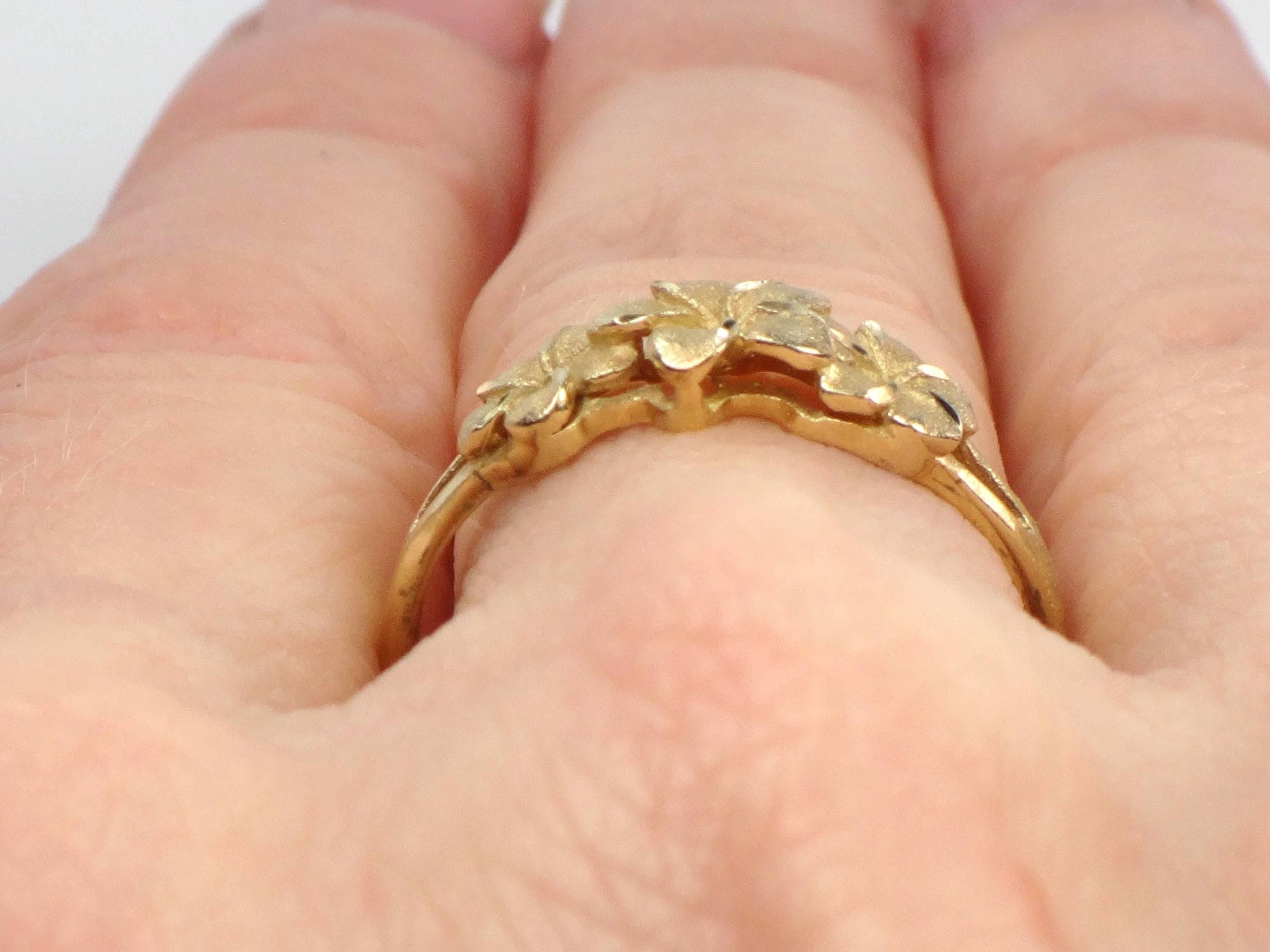 Vintage 14k Yellow Gold Plumeria Flower Ring: Size 7.25-BelmarJewelers