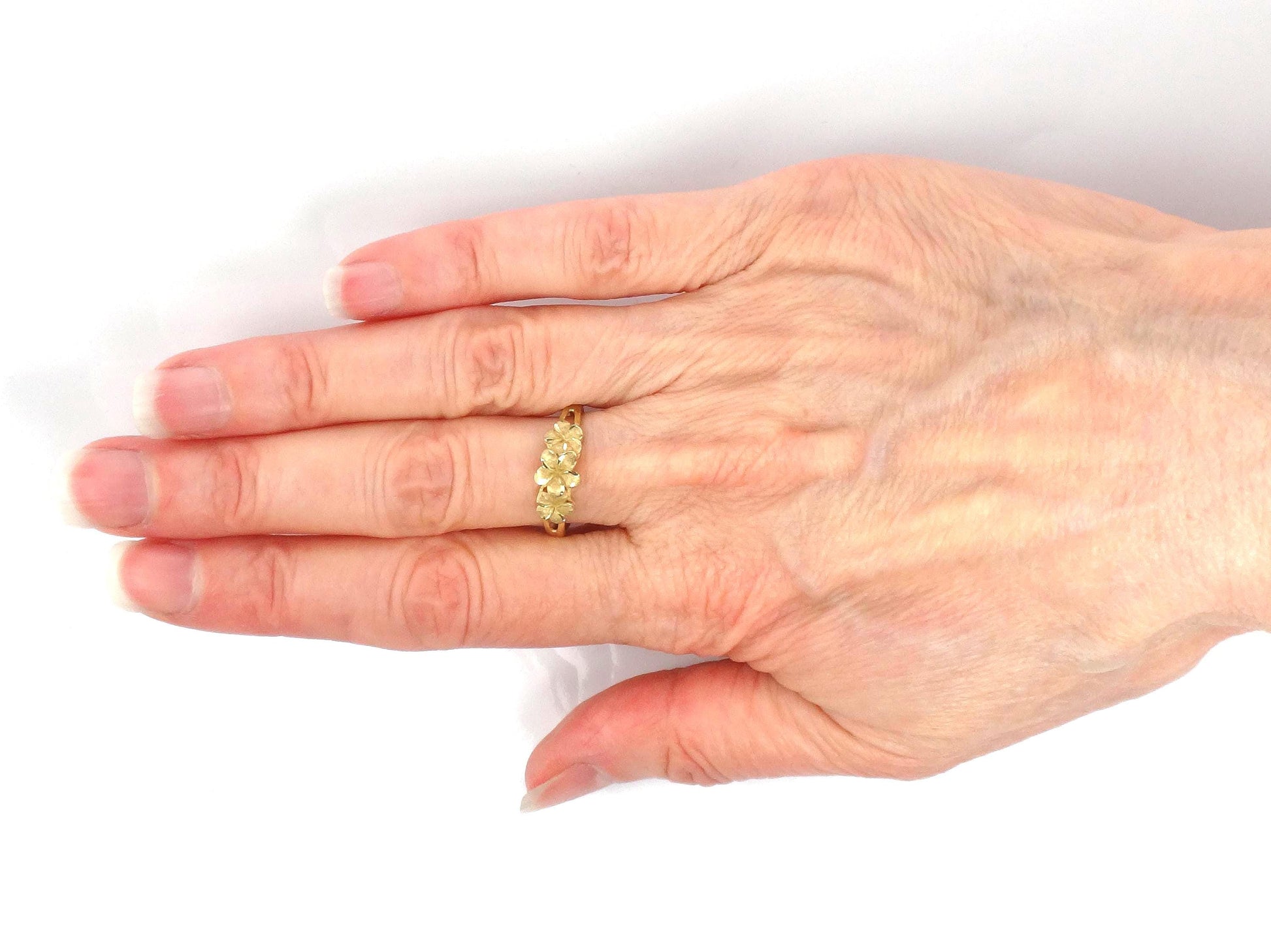 Vintage 14k Yellow Gold Plumeria Flower Ring: Size 7.25-BelmarJewelers