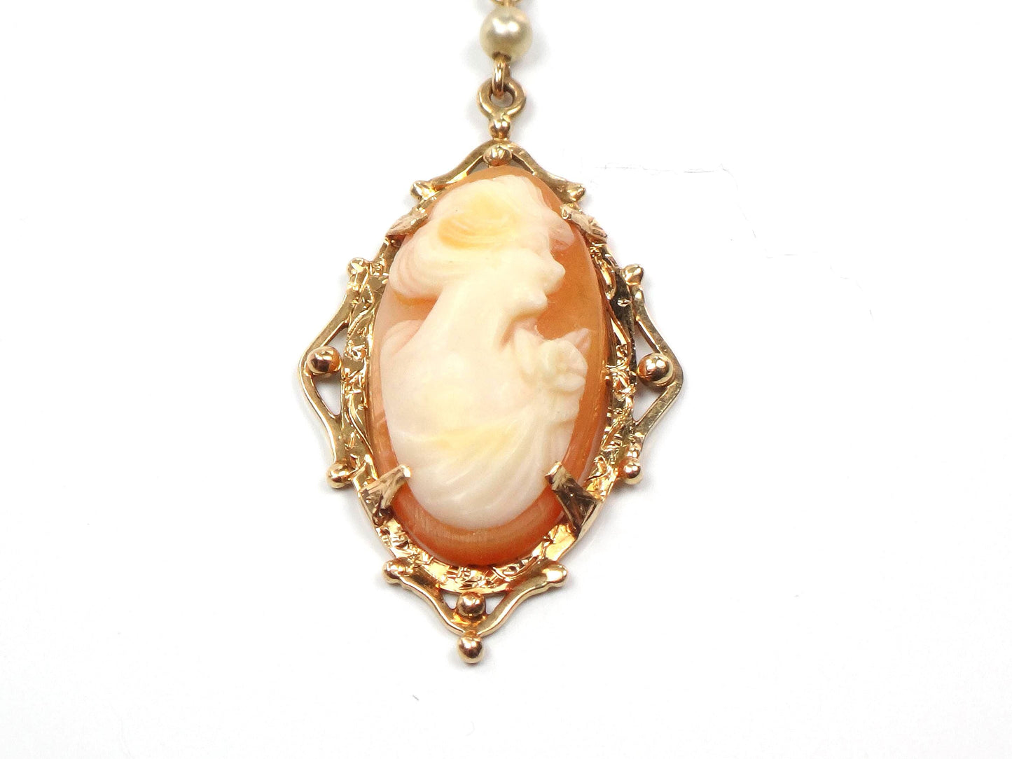 Vintage 14k Gold Cameo Lavalier Pendant-BelmarJewelers