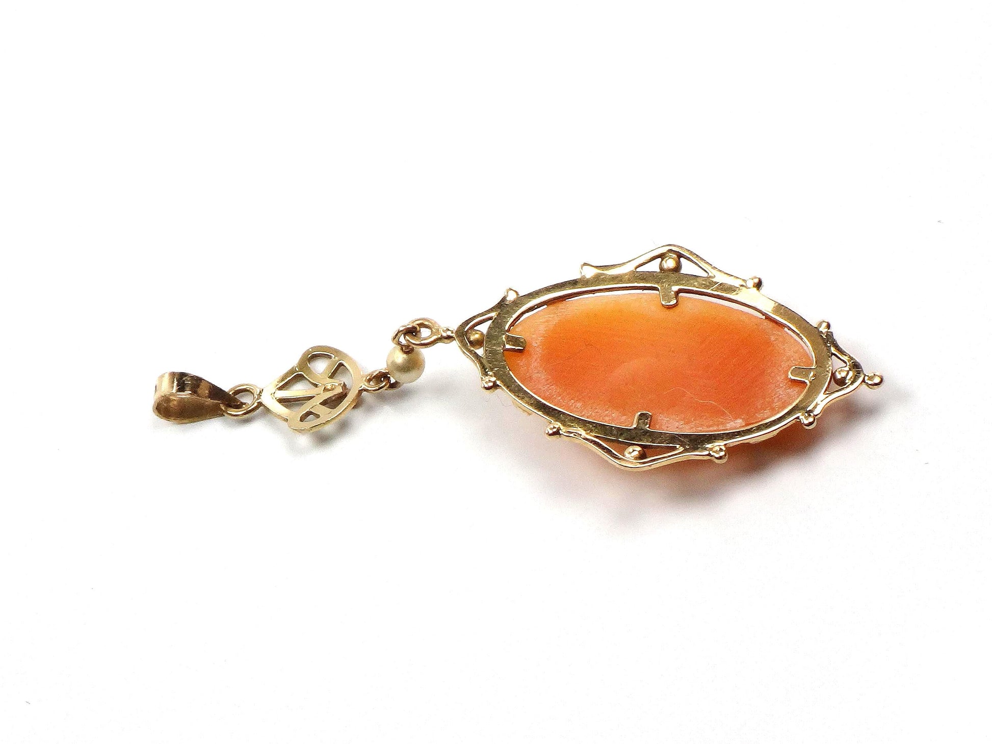 Vintage 14k Gold Cameo Lavalier Pendant-BelmarJewelers