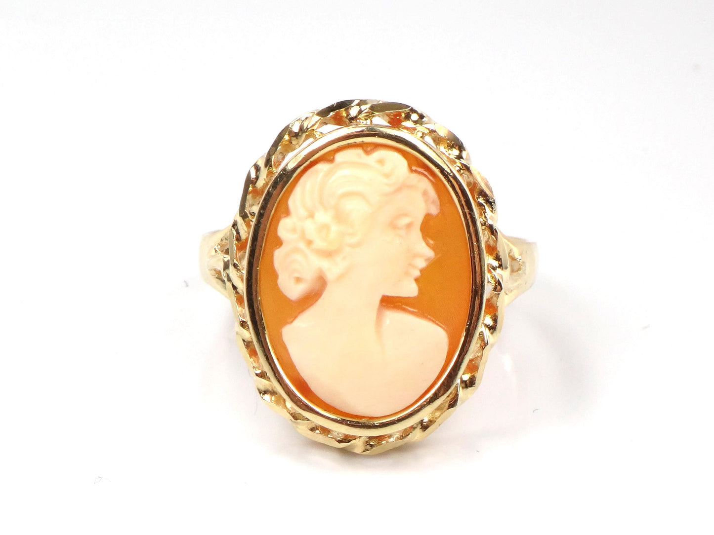 Vintage 14k Yellow Gold Cameo Ring, Size 8.25-BelmarJewelers