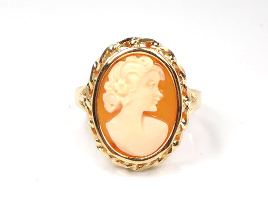 Vintage 14k Yellow Gold Cameo Ring, Size 8.25-BelmarJewelers