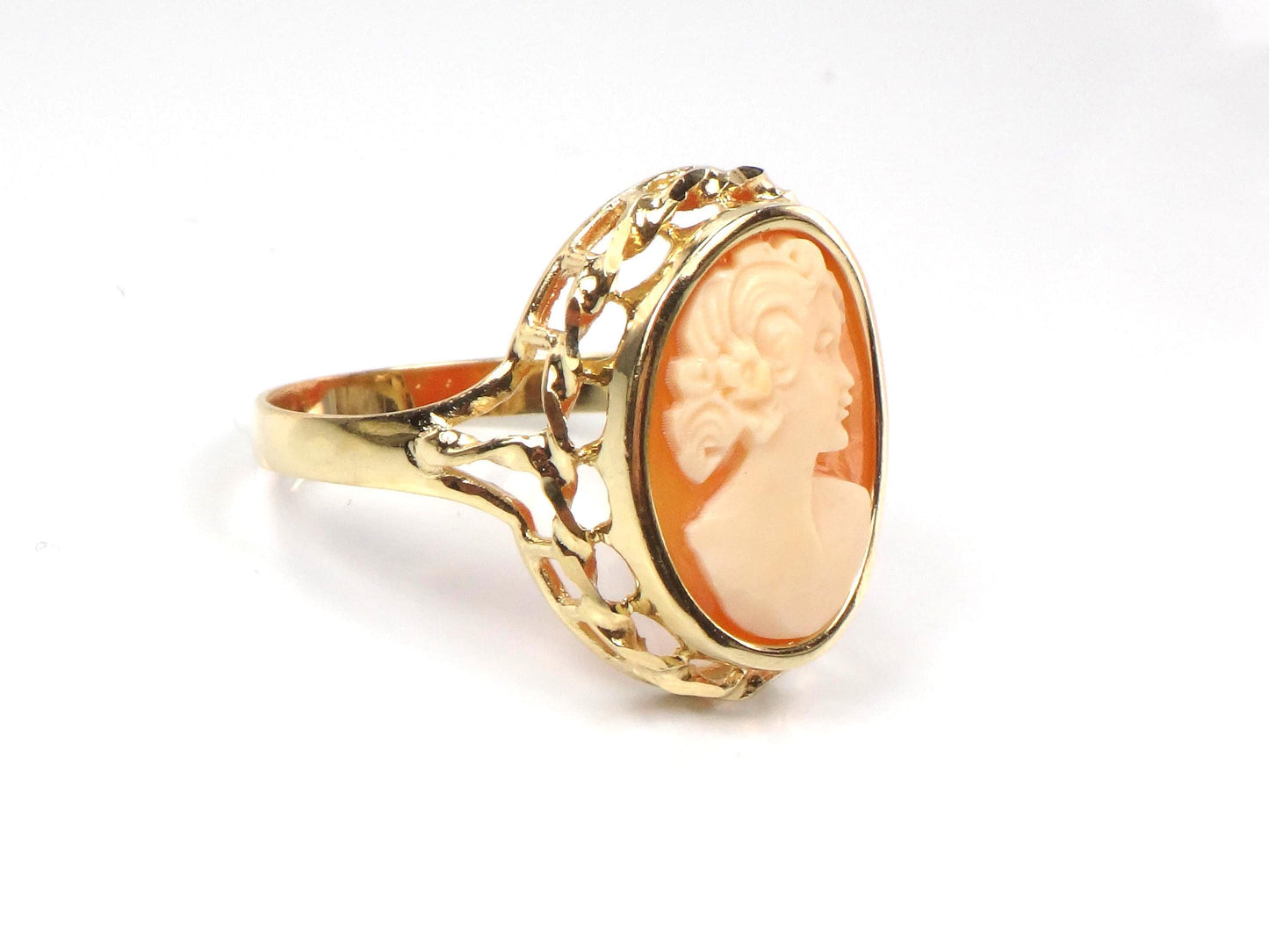 Vintage 14k Yellow Gold Cameo Ring, Size 8.25-BelmarJewelers