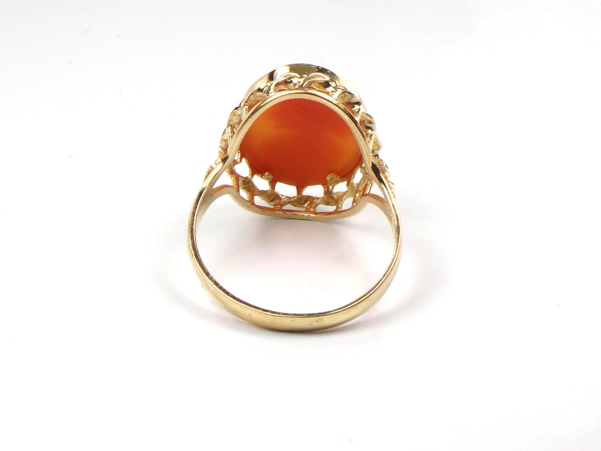 Vintage 14k Yellow Gold Cameo Ring, Size 8.25-BelmarJewelers