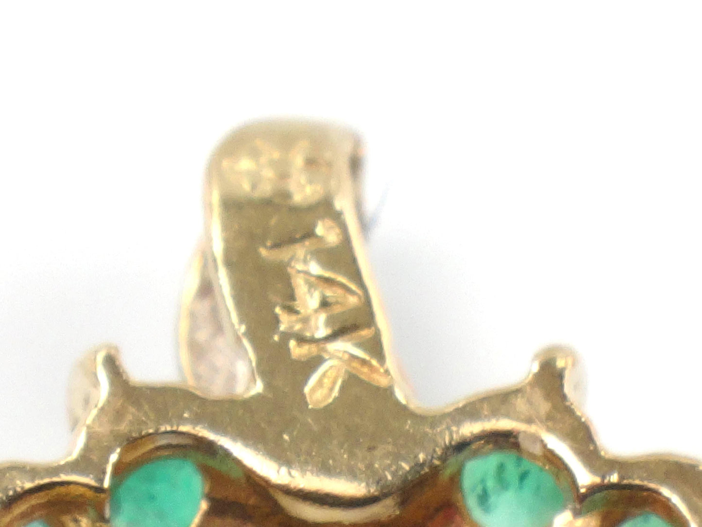 Vintage 14k Gold Natural Emerald & Diamond Heart Pendant-BelmarJewelers