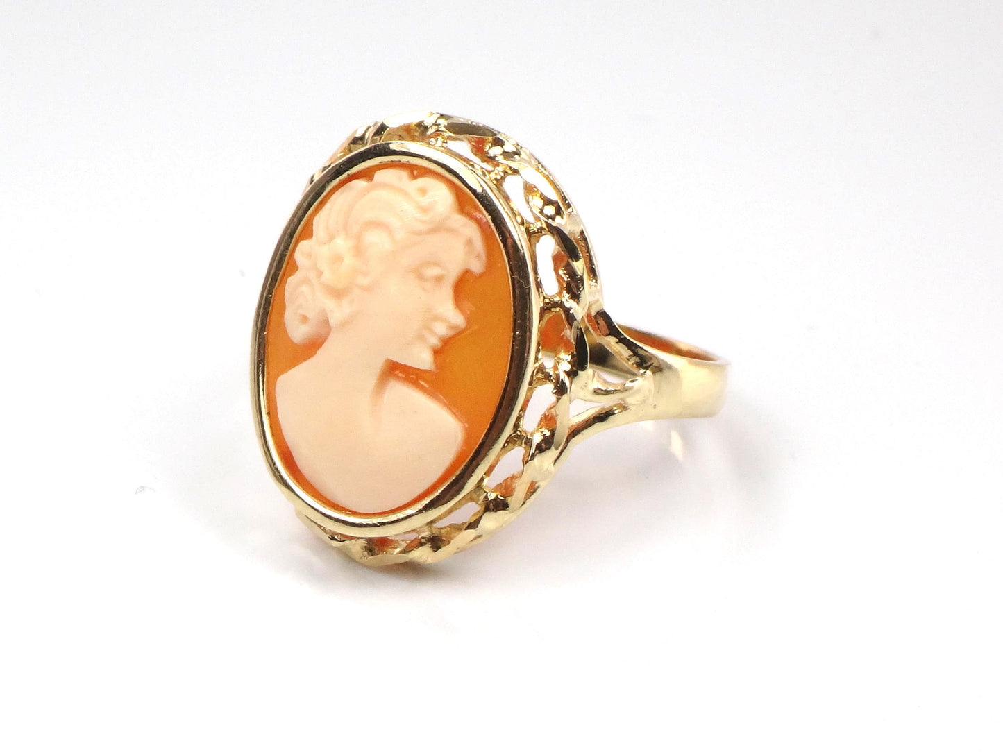 Vintage 14k Yellow Gold Cameo Ring, Size 8.25-BelmarJewelers