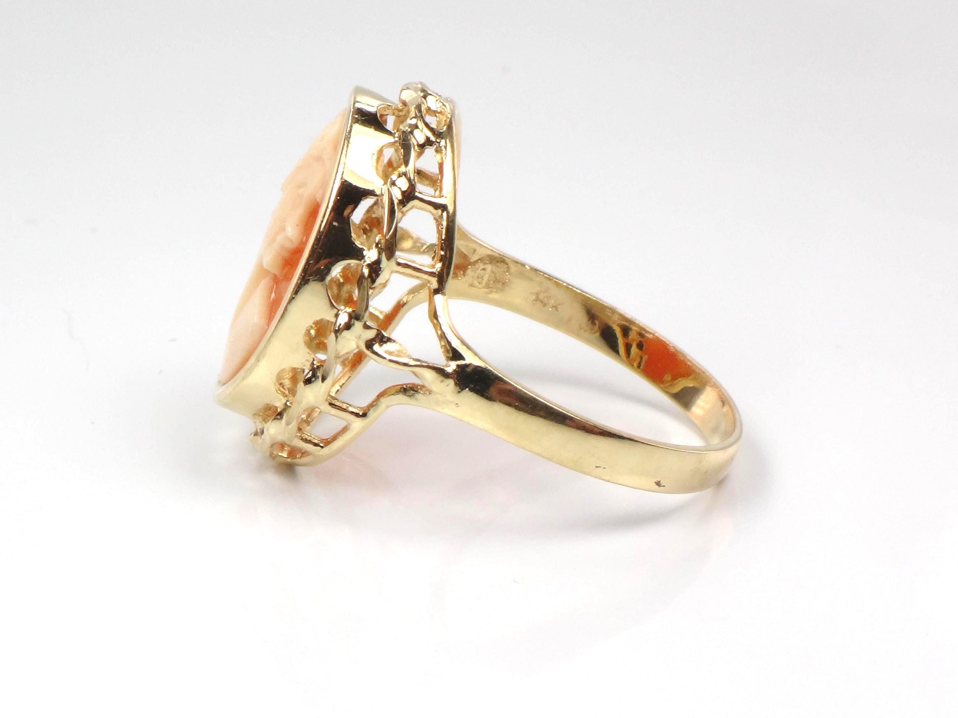 Vintage 14k Yellow Gold Cameo Ring, Size 8.25-BelmarJewelers
