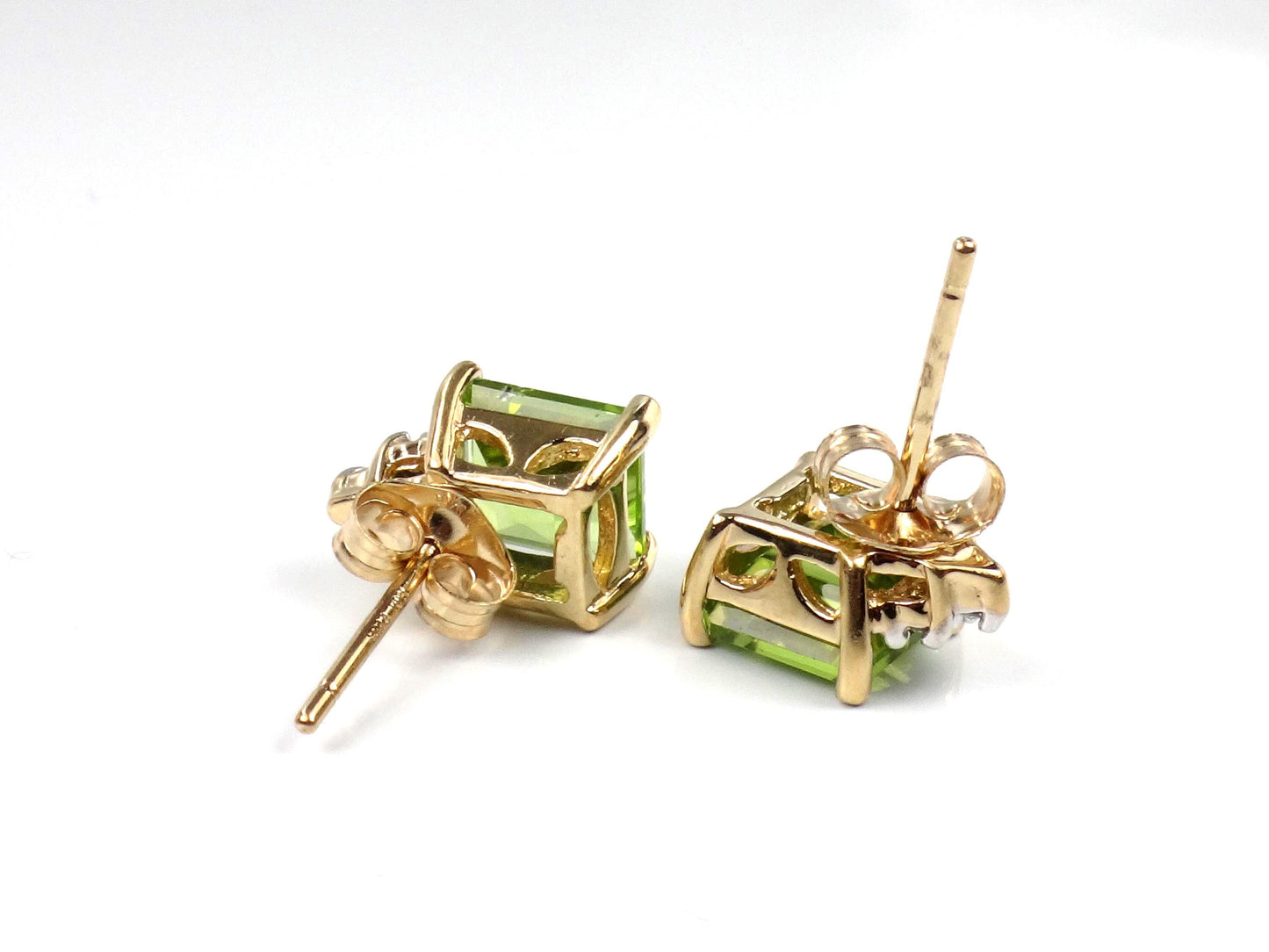 Vintage 10k Yellow Gold Peridot and Diamond Stud Earrings-BelmarJewelers