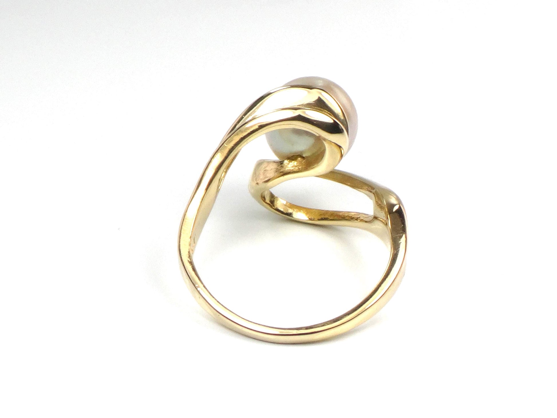Vintage 14k Yellow Gold Light Gray Pearl Ring - 7.8 MM, Size 4.75-BelmarJewelers