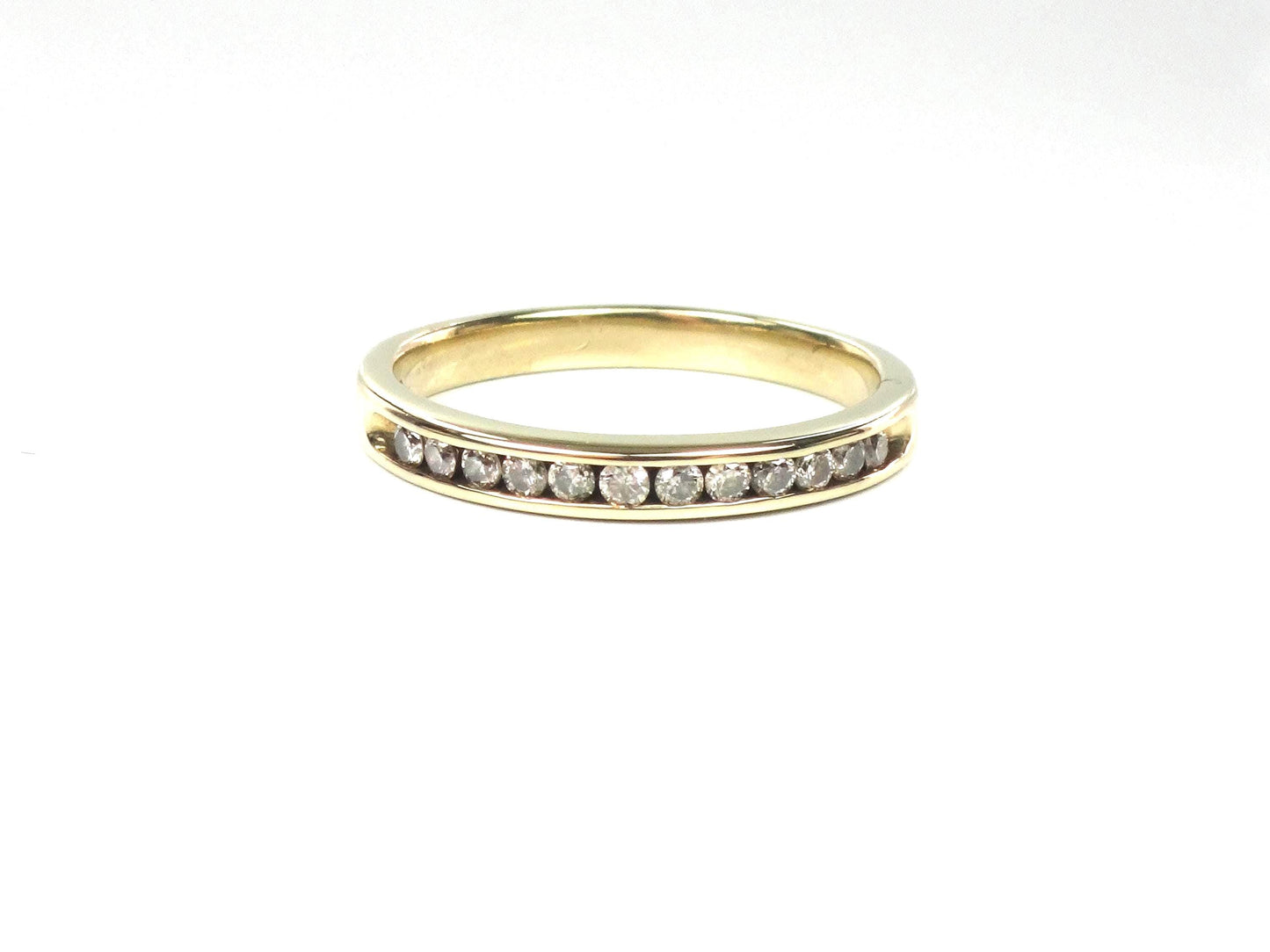 Vintage Thin 10k Yellow Gold Diamond Wedding Band, Size 6.75-BelmarJewelers