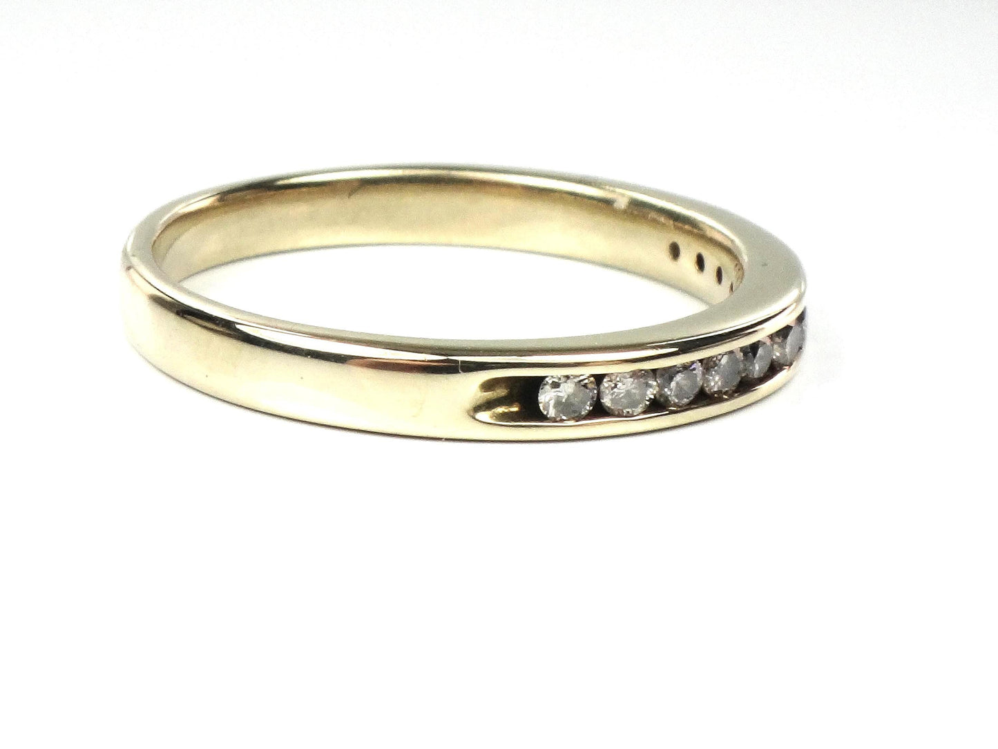 Vintage Thin 10k Yellow Gold Diamond Wedding Band, Size 6.75-BelmarJewelers