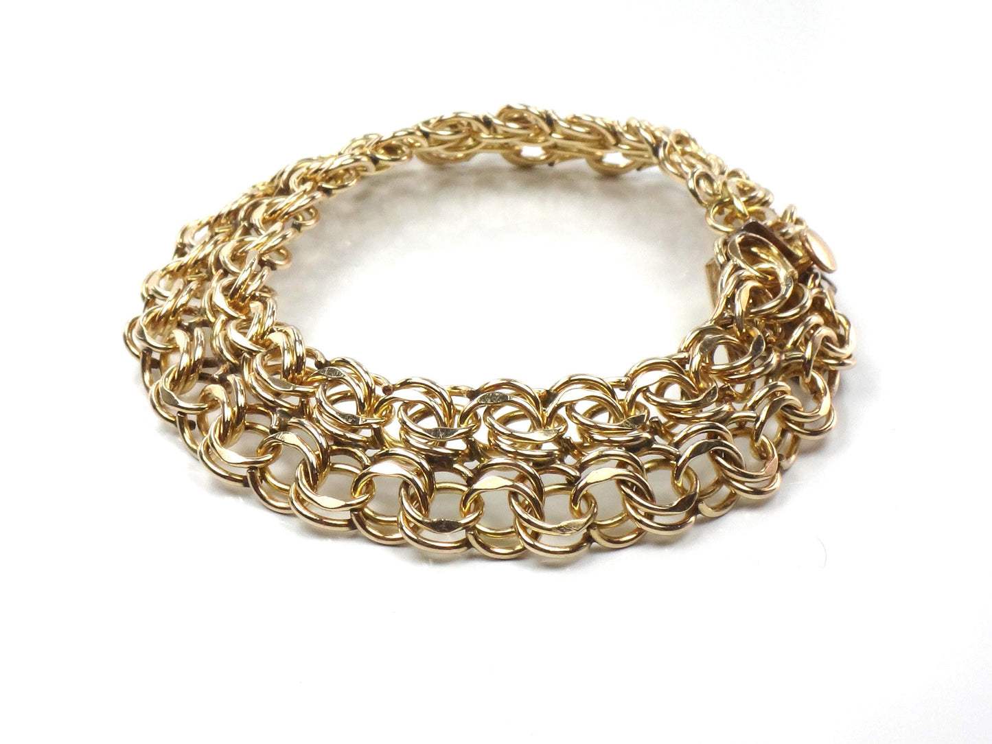 Vintage Wide 12k Gold Filled Charm Bracelet, 7 5/8"-BelmarJewelers