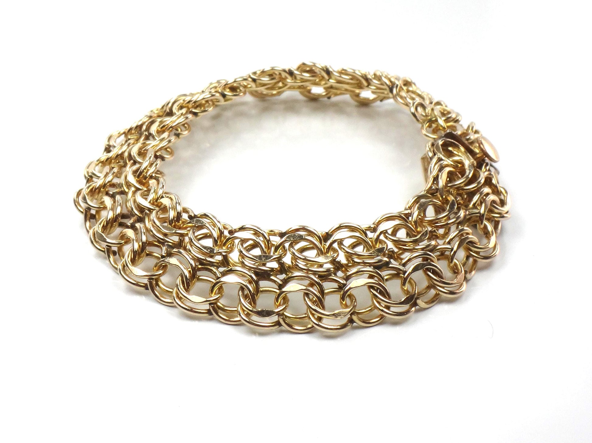 Vintage Wide 12k Gold Filled Charm Bracelet, 7 5/8"-BelmarJewelers