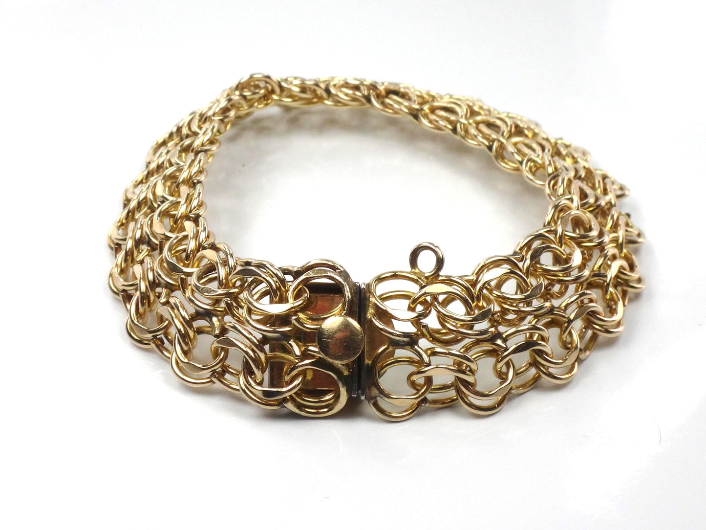 Vintage Wide 12k Gold Filled Charm Bracelet, 7 5/8"-BelmarJewelers
