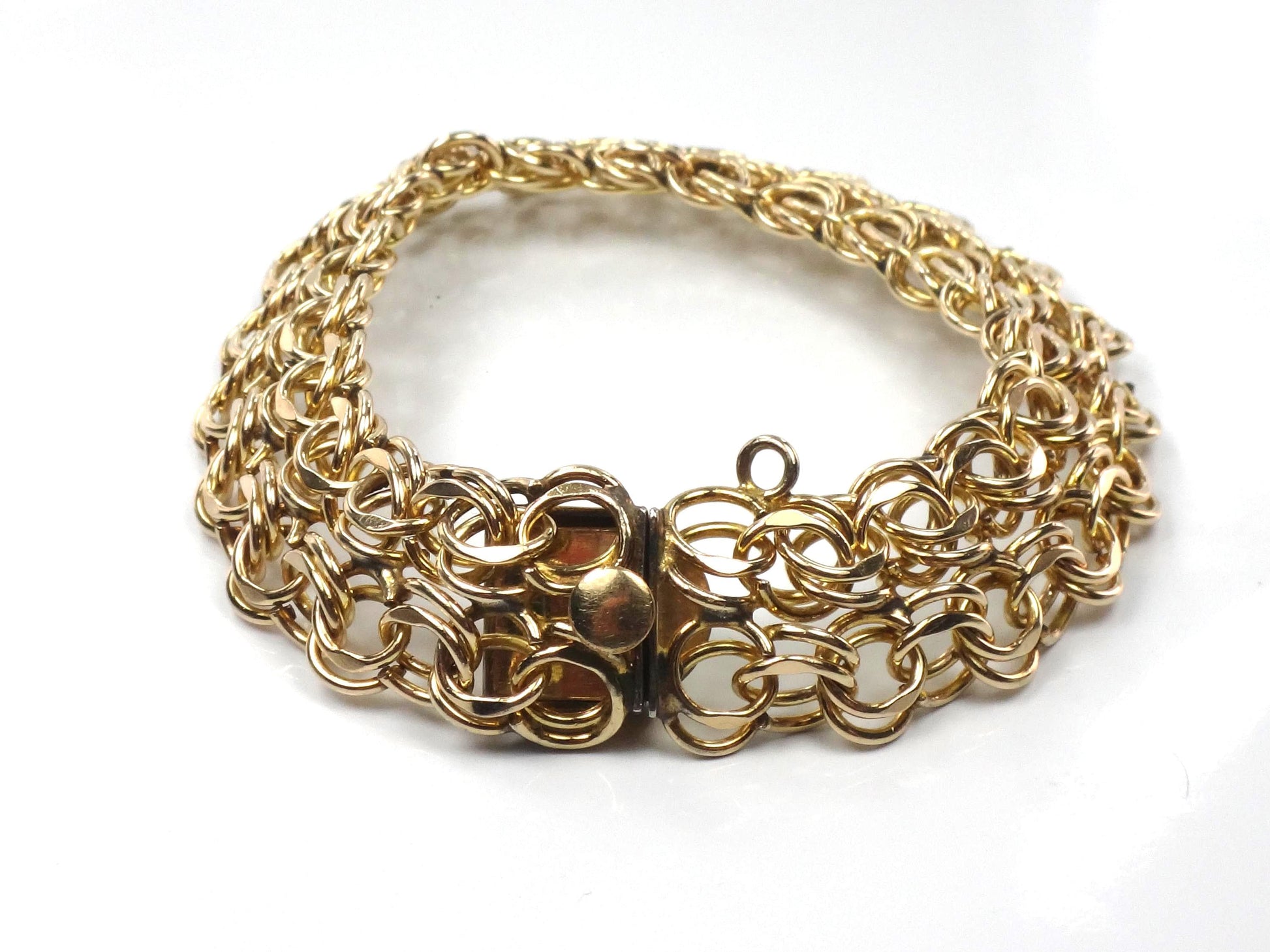 Vintage Wide 12k Gold Filled Charm Bracelet, 7 5/8"-BelmarJewelers