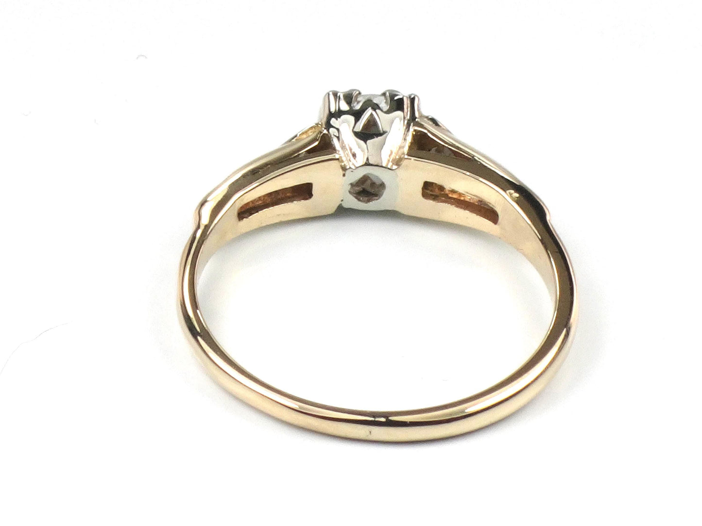 Vintage 14k Gold Old Mine Cut Diamond Engagement Ring, ~.25 CT Center, Size 6.25-BelmarJewelers