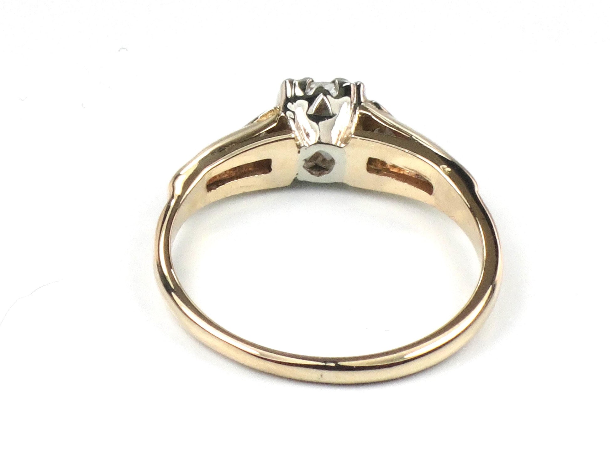 Vintage 14k Gold Old Mine Cut Diamond Engagement Ring, ~.25 CT Center, Size 6.25-BelmarJewelers