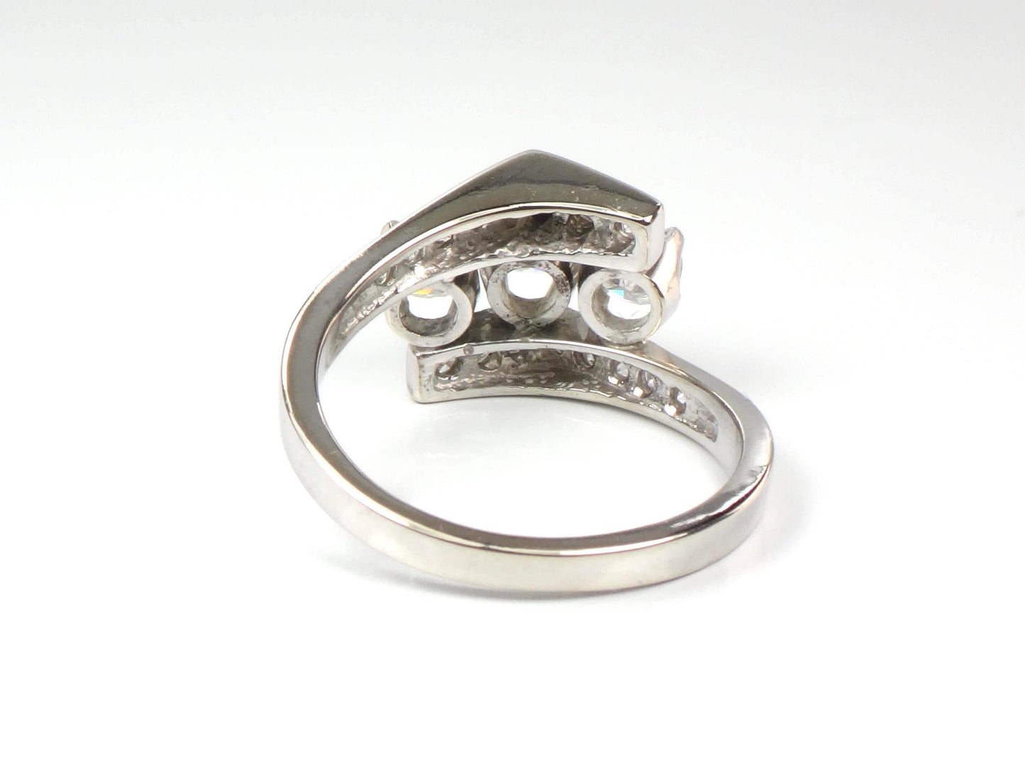 Vintage 14k White Gold Three Diamond Ring: 1.15 CT TDW, Size 6.75-BelmarJewelers