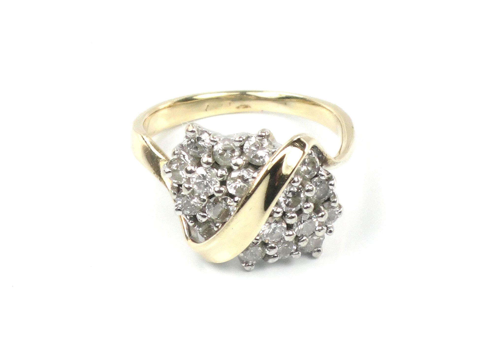 Vintage 14k Gold Diamond Cluster Pinky Ring Size 2.5-BelmarJewelers